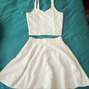 Two piece white set (top and skirt)